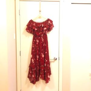 Vero Moda Red Floral Off shoulder dress NWOT